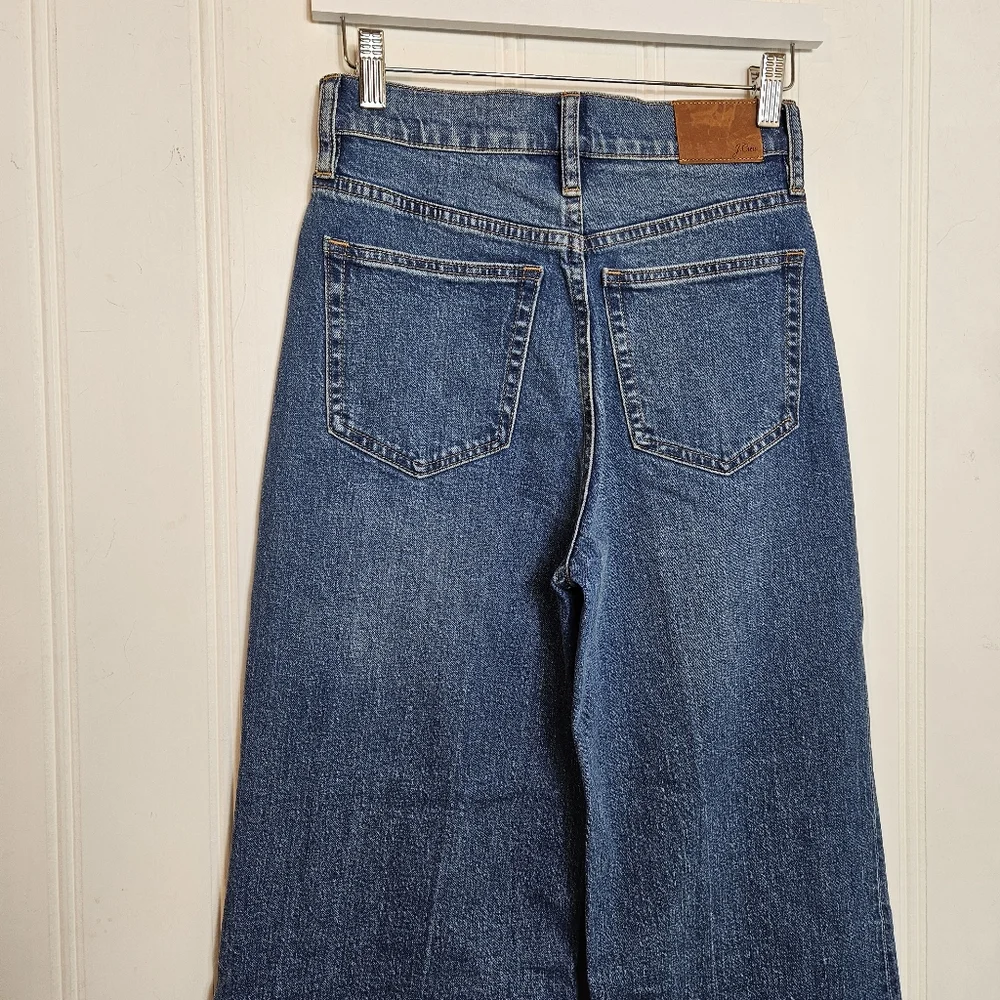 J.Crew Wide Leg Jeans 25T High Rise Tall Stretch Blue Denim Classic Fit NWT